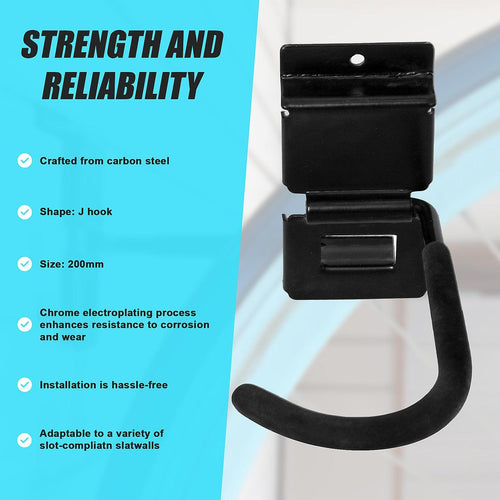 Slatwall Storage Pack for Retail Display Garage Storage - Black Side Wall J Hook