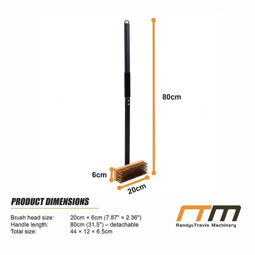 80cm Heavy Duty Pizza Oven Brush with Steel Scraper Cleaner
