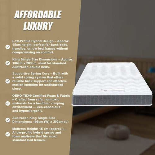 OEKO-TEX® & CertiPUR-US® Certified King Single Memory Foam Mattress – Hypoallergenic, Eco-Friendly, Pressure-Relieving Comfort