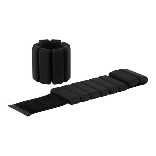 2-Piece Ankle & Wrist Weights – 2kg Pair Adjustable Workout Bangles Black for Fitness Training