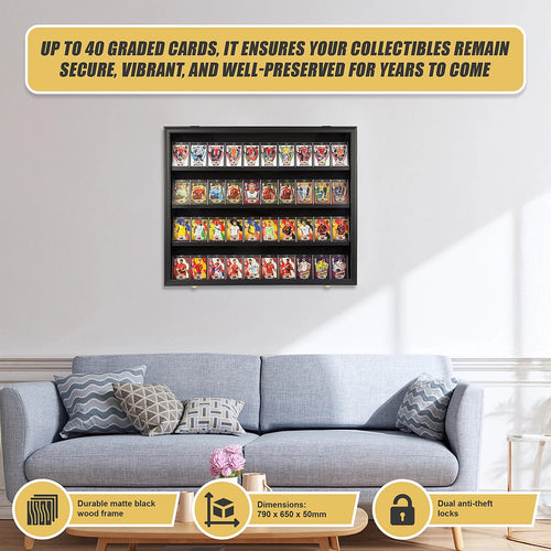 Sports Card Display Case – Holds 40 Graded Cards, Polycarbonate Glass