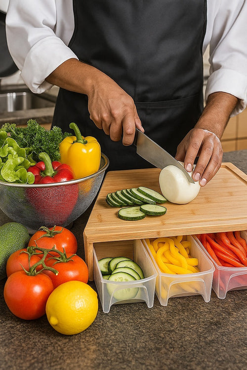 Bamboo Cutting Board Set with Graters & Containers – Food Prep Station