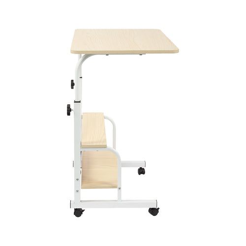Height Adjustable Rolling Overbed Table 60cm Mobile Computer Desk for Home & Care
