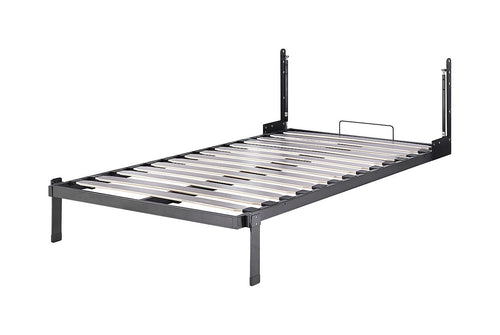 King-single Wall Bed in White Gloss – Space Saving Murphy Bed Kit with Black Door Handle