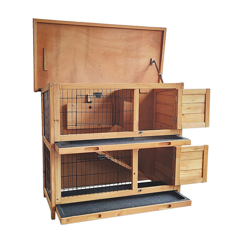 Large Rabbit Hutch with BASE Chicken Coop 2-Storey Guinea Pig Pet Cage House