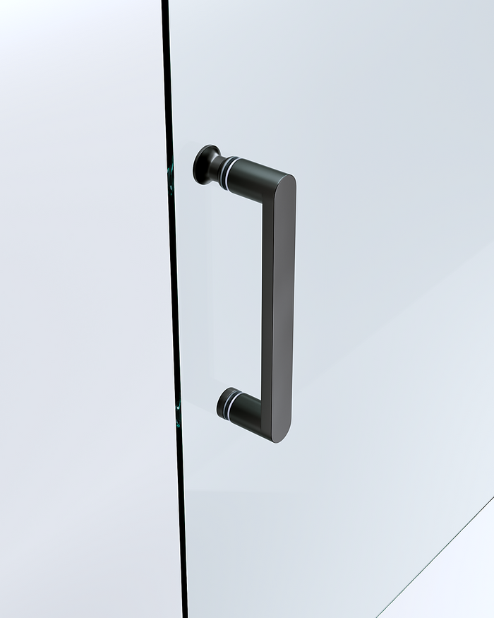 150mm Adjustable (1850x920mm) Single Door Sliding Glass Shower Screen with Shower Handle Style 1 - Black