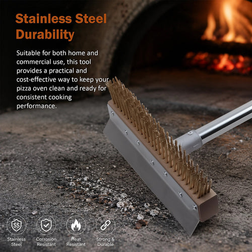 Stainless Steel Pizza Oven Brush Scraper 120cm Ash Broom