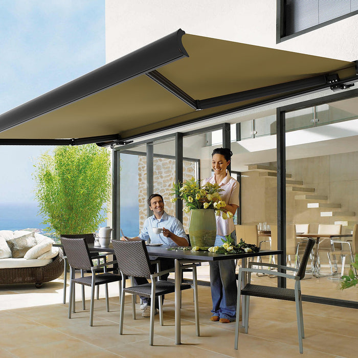 5.0 x 3.0m Beige Retractable Folding Arm Heavy Duty Cassette Awning