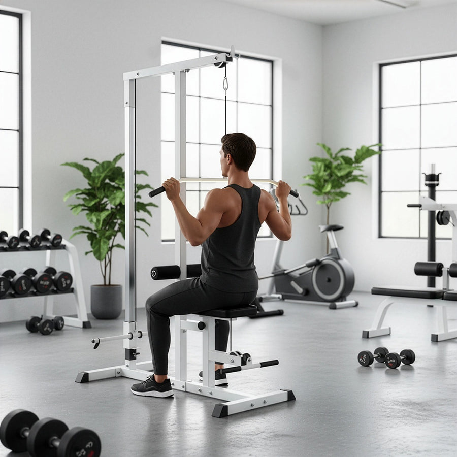 Lat Pulldown Machine for Home Workouts with Padded Bench