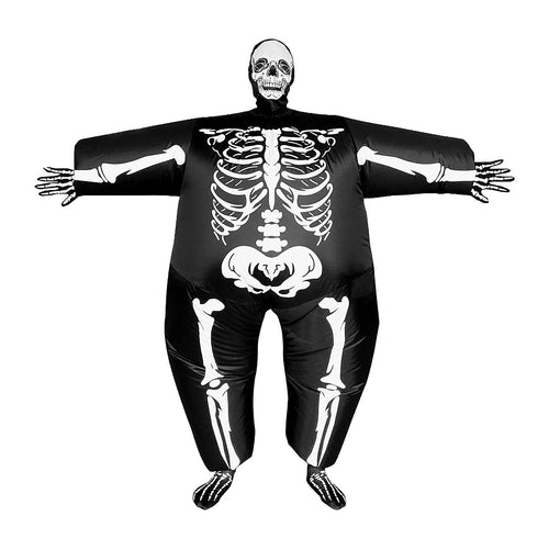 Adult Inflatable Skeleton Costume Halloween Blow Up Full Body Fancy Dress Suit