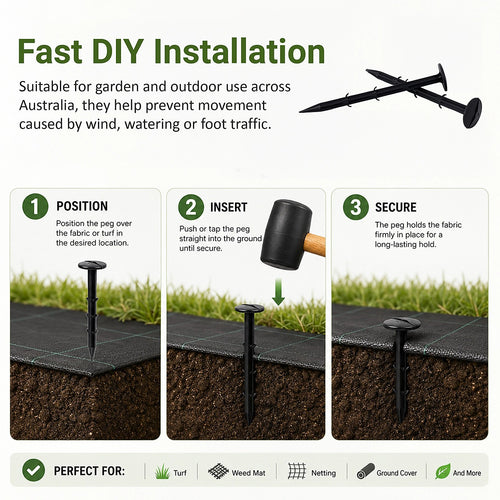 500 Pack Grass Pegs 160mm Lawn Turf Weed Mat Stakes