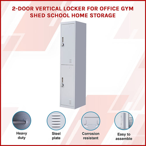 2-Door Grey Locker Cabinet 4-Digit Combination Lock – Secure & Durable