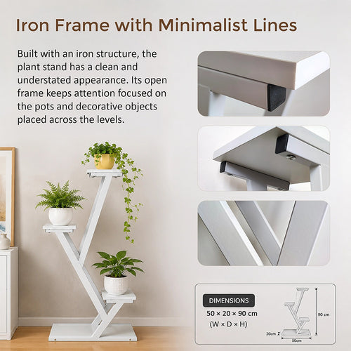 Metal Plant Stand – Narrow Multi-Tier Iron Shelf, 90cm