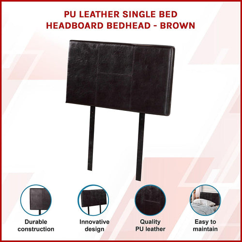 Single Brown PU Leather Bed Headboard Bedhead