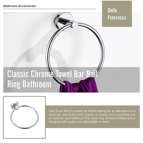 Classic Chrome Towel Bar Rail Ring Bathroom 