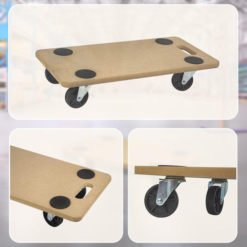 200kg Heavy Duty Hand Dolly Furniture Wooden Trolley Cart Moving Platform Mover