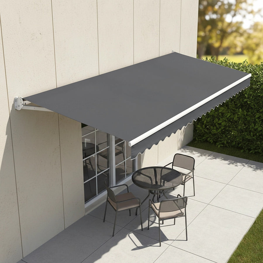 Automatic Retractable Awning 4x2.5m - Grey Outdoor Wall Sunshade