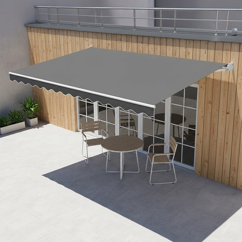 Outdoor Awning Grey - 5x3m Retractable Sunshade