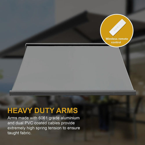 Retractable Heavy Duty Cassette Awning 4x3m Grey 