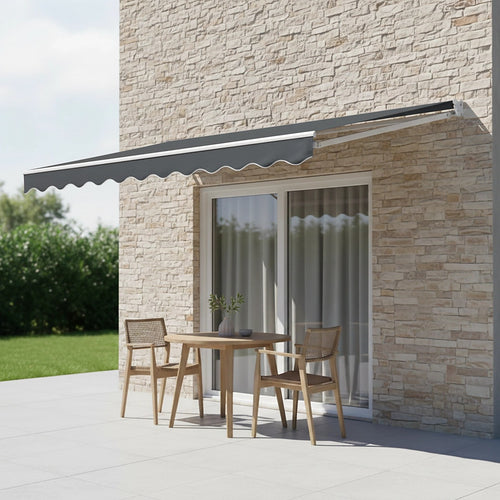 Outdoor Awning Grey - 4x3m Retractable Sunshade