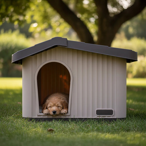 Plastic Dog House Kennel Shelter for Indoor & Outdoor Pets, Weatherproof