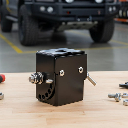 Adjustable Folding UHF Antenna Mount Bracket – Black Bullbar Clamp for 4WD, Truck & Off-Road Vehicles