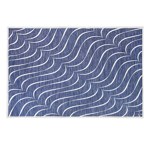 200x300cm Large Floor Blue Wave Lines Rug – Modern Area Carpet for Bedroom, Living Room, Lounge or Home Décor Mat