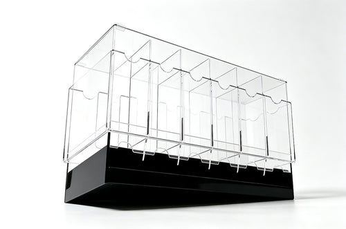 6 Slot Booster Pack Dispenser Acrylic Stackable Black Base
