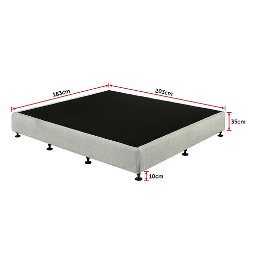 King Slatted Ensemble Bed Base - Grey Linen Breathable Cover