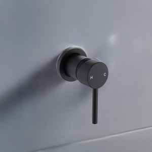 Single Round Shower Bath Mixer Tap Bathroom WATERMARK Approved - Black