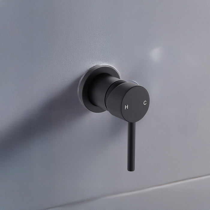 Single Round Shower Bath Mixer Tap Bathroom WATERMARK Approved - Black