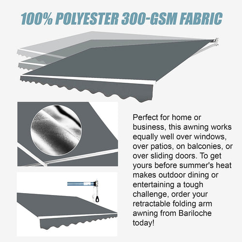 Automatic Retractable Awning 5x2.5m - Grey Outdoor Wall Sunshade