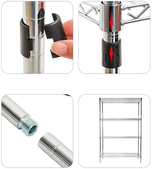 Modular Wire Storage Shelf 350 x 350 x 1800mm Steel Shelving - Carbon Chrome Plated