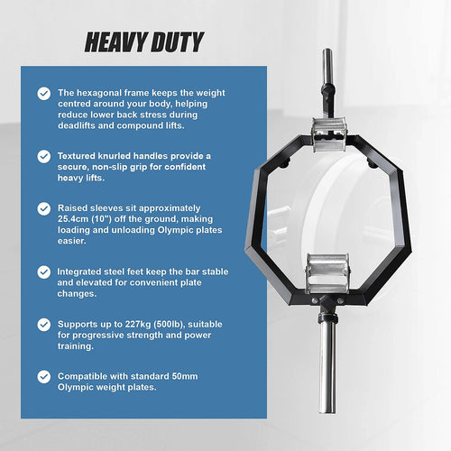 Fitness EZ Load Hex Trap Bar with Knurled Tri Grip Handles