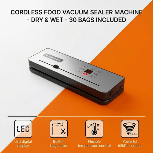 Food Vacuum Sealer Machine | Cordless, Pack of 30 Wet & Dry Bags