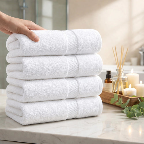 500 GSM Cotton Bath Towels 4 Pack White