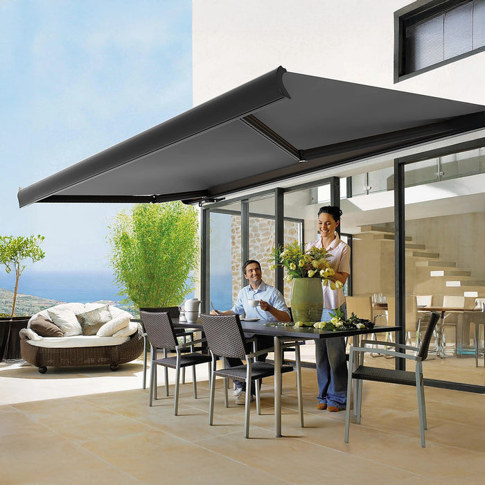 Heavy Duty Full Cassette Retractable Awning: Motorised 5.0 x 3.0m Grey Sunshade