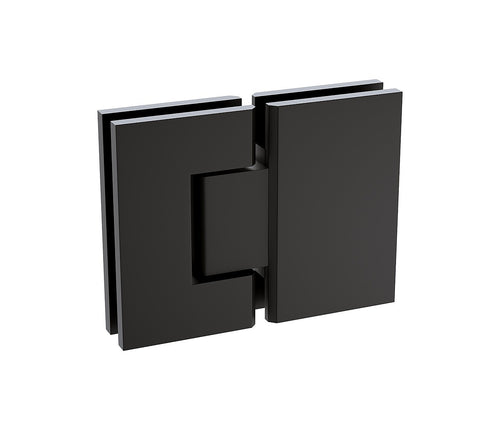 110x80cm Black Corner Frameless Shower Screen with Wall & Floor Channel Brackets, Stainless Steel Hinges & Round Knob Handle