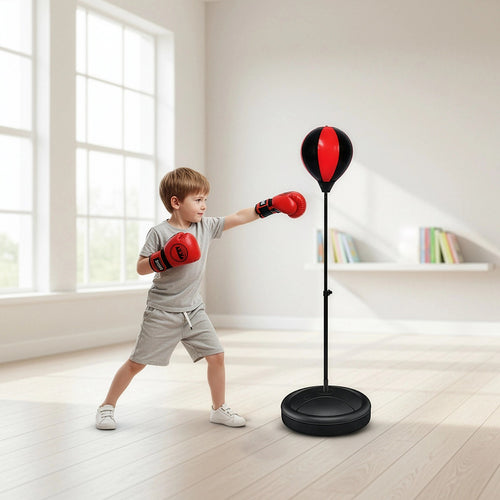 Kids Boxing Punching Bag Set with Training Gloves – Adjustable Fitness Stand for Children