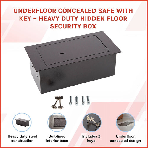 Underfloor Concealed Safe with Key Lock – Heavy Duty Hidden Floor Security Box for Home or Office