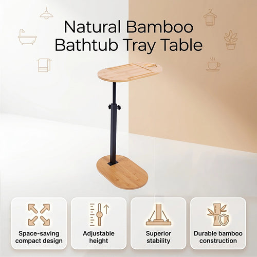 Natural Bamboo Bathtub Tray Table – Adjustable Bath Caddy