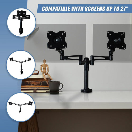 Two-Screen 10-25" Desk Monitor TV Plasma LED LCD Screen Work Mount