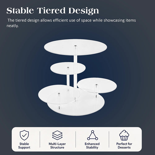 4 Tier Acrylic Cupcake Stand 30cm Clear Dessert Display Tower