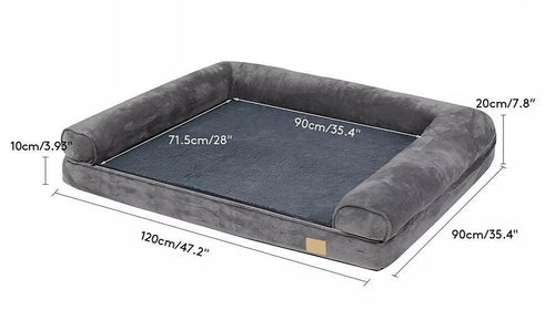 XL Large Orthopedic Dog Bed 3-Side Comfort Bolster Padded Calming Mattress Bed