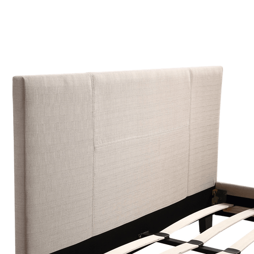 Double Bed Frame Beige Linen Fabric