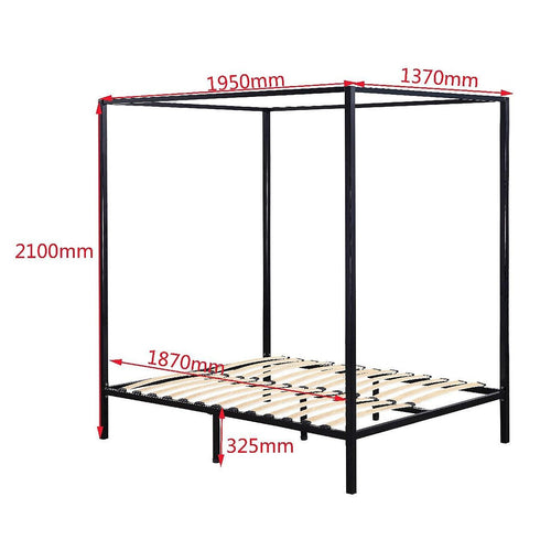 4 Four Poster Double Bed Frame - Black