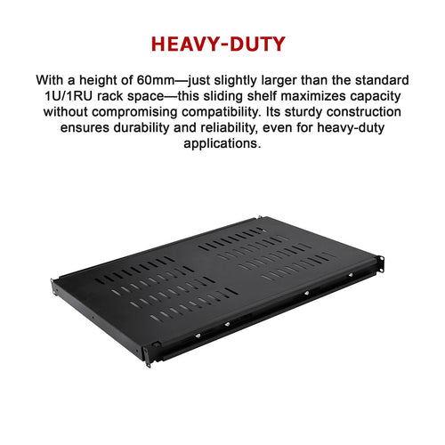 1U 1RU Sliding Shelf 26" Inch Deep Vented for 19" Rack System Server Cabinet