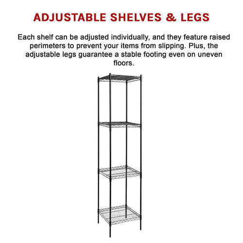 Modular Wire Storage Shelf 450 x 450 x 1800mm Steel Shelving - Baking Black Technology