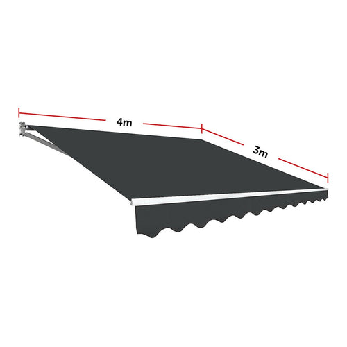 Automatic Retractable Awning 4x3m - Grey Outdoor Wall Sunshade