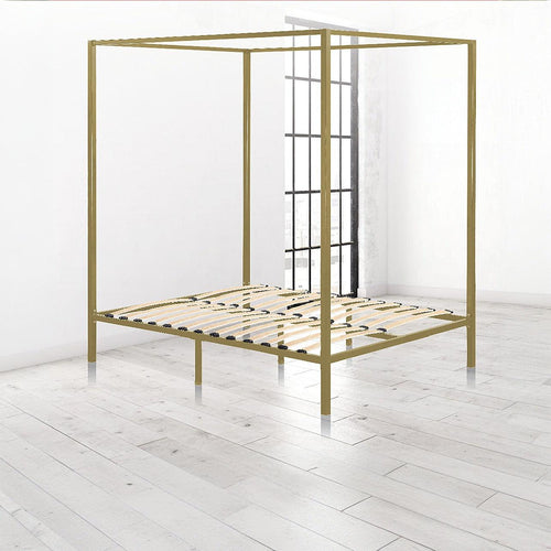 4 Four Poster Double Bed Frame - Gold